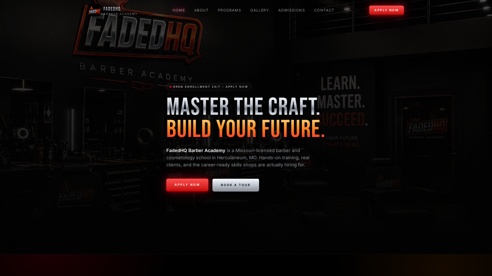 Barber Academy website homepage