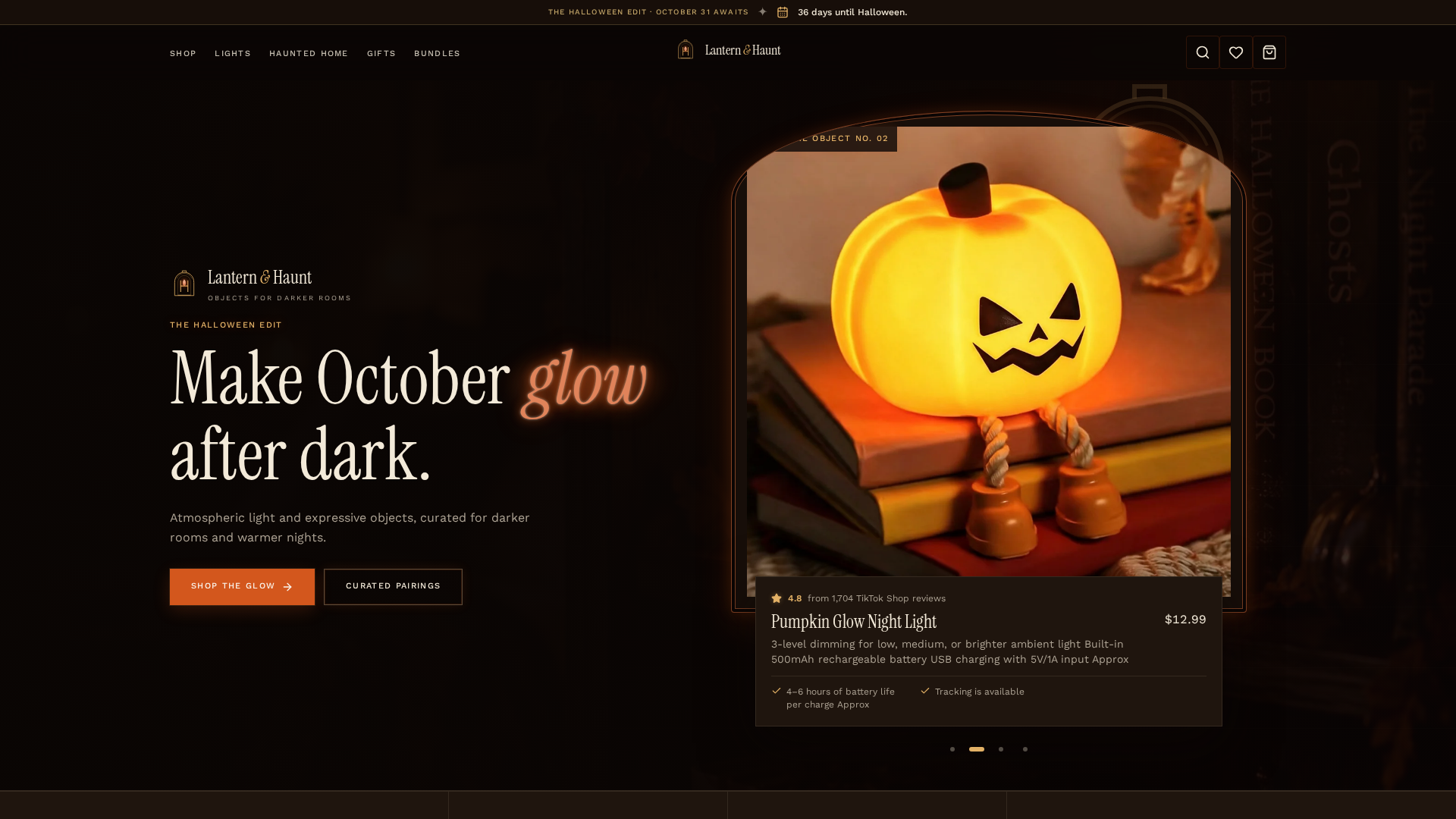 Lantern & Haunt website homepage